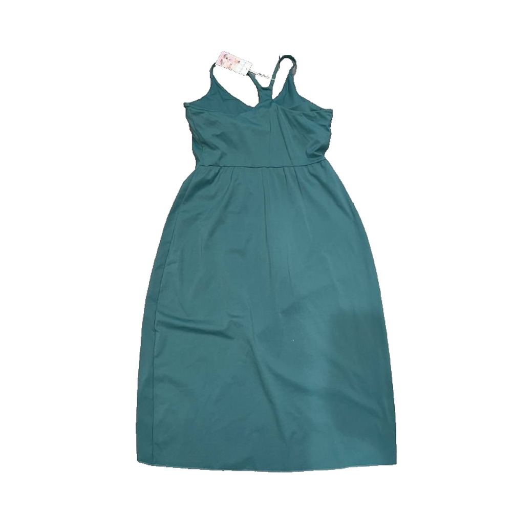 Halara racer back split asymmetrical hem split dress blue spruce XL A006120 - Picture 7 of 10